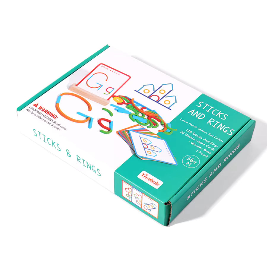 DinoToys™ Educational Montessori Sticks and Rings Puzzle Blocks